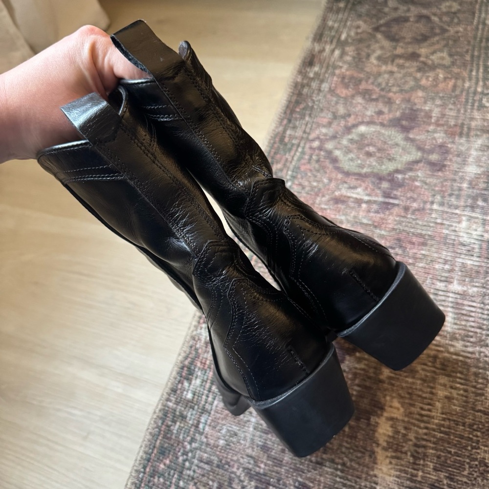 Zara Black witch Western Heeled Boots - Picture 4 of 8
